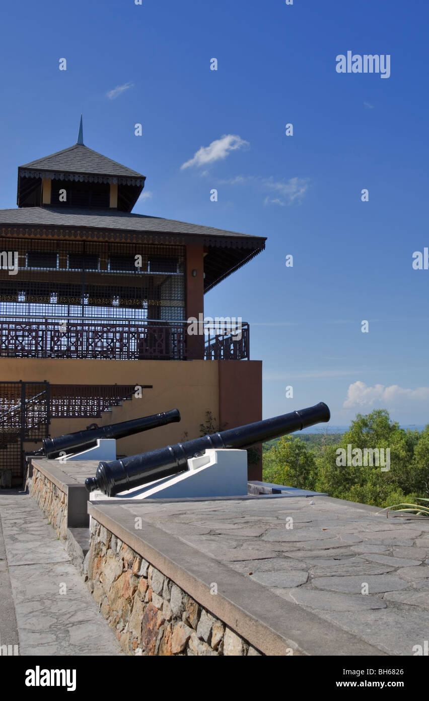 Historic cannons of Fort Altingsburg and Baitul Hilal Bukit Malawati, Kuala Selangor, Malaysia. Stock Photo