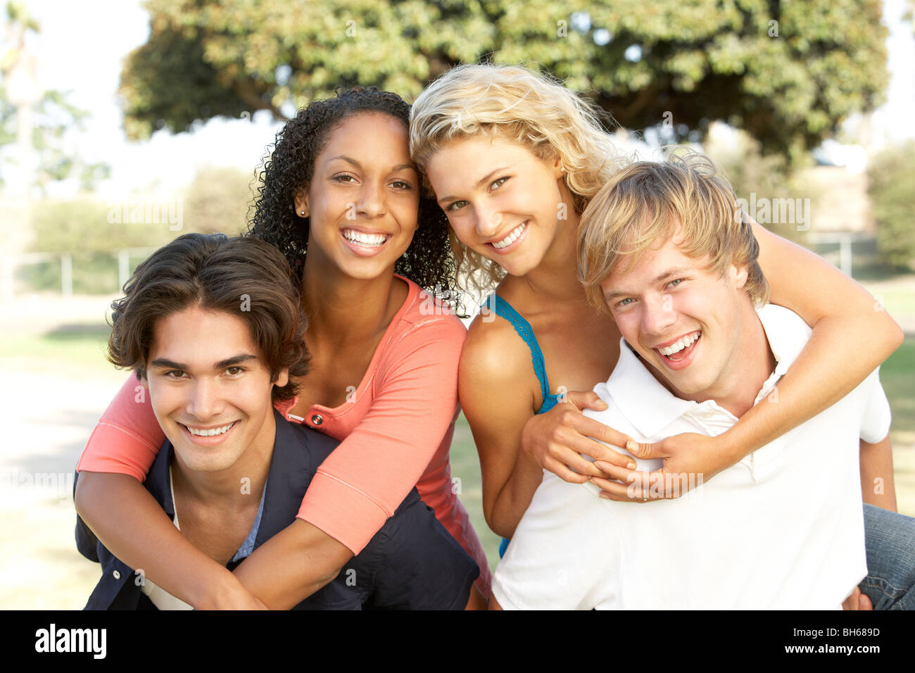 Group Of Teenagers Having Fun Stock Photo - Alamy