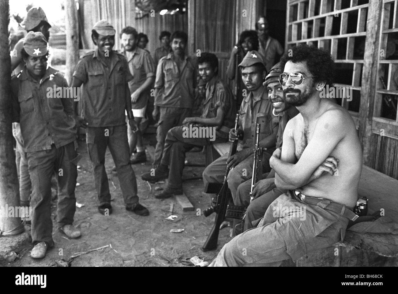 Jose Ramos-Horta with Fretilin forces in Batugade East Timor as Indonesia invades and attack local villages Oct 5 1975 Stock Photo