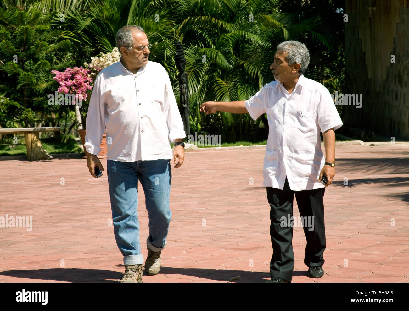 President of East Timor Jose Ramos-Horta with ex-president Mario Alkatiri at JRH's residence in Dili after difficult meeting Stock Photo