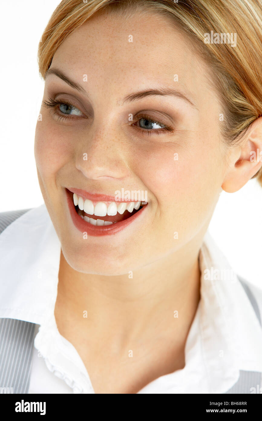 Smiling modern female employee hi-res stock photography and images - Alamy