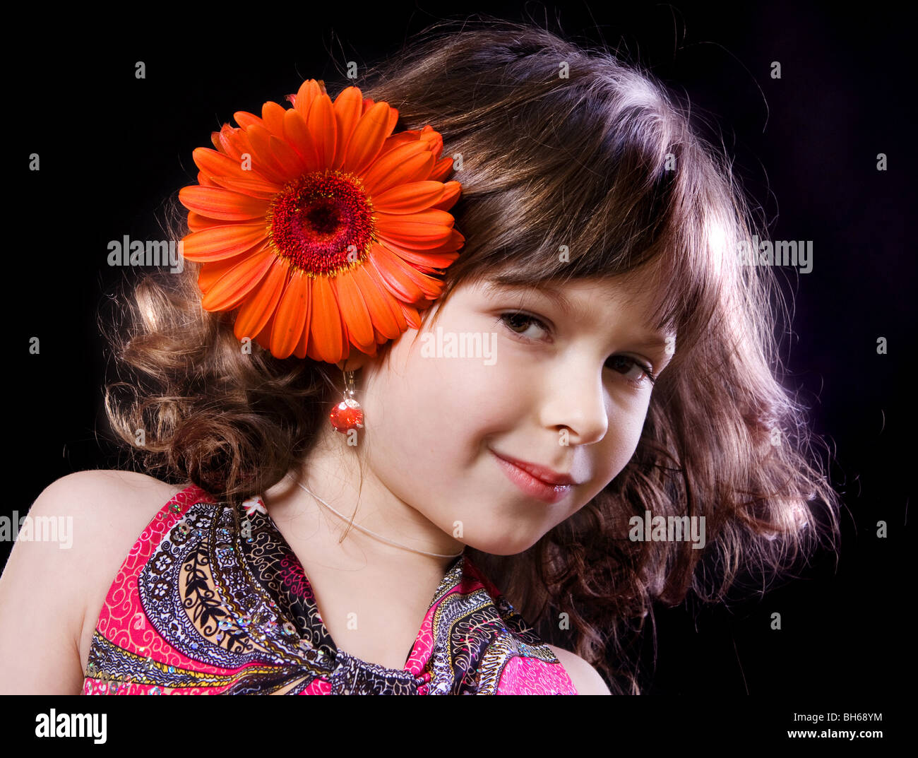 portrait of beautiful girl on black background Stock Photo - Alamy
