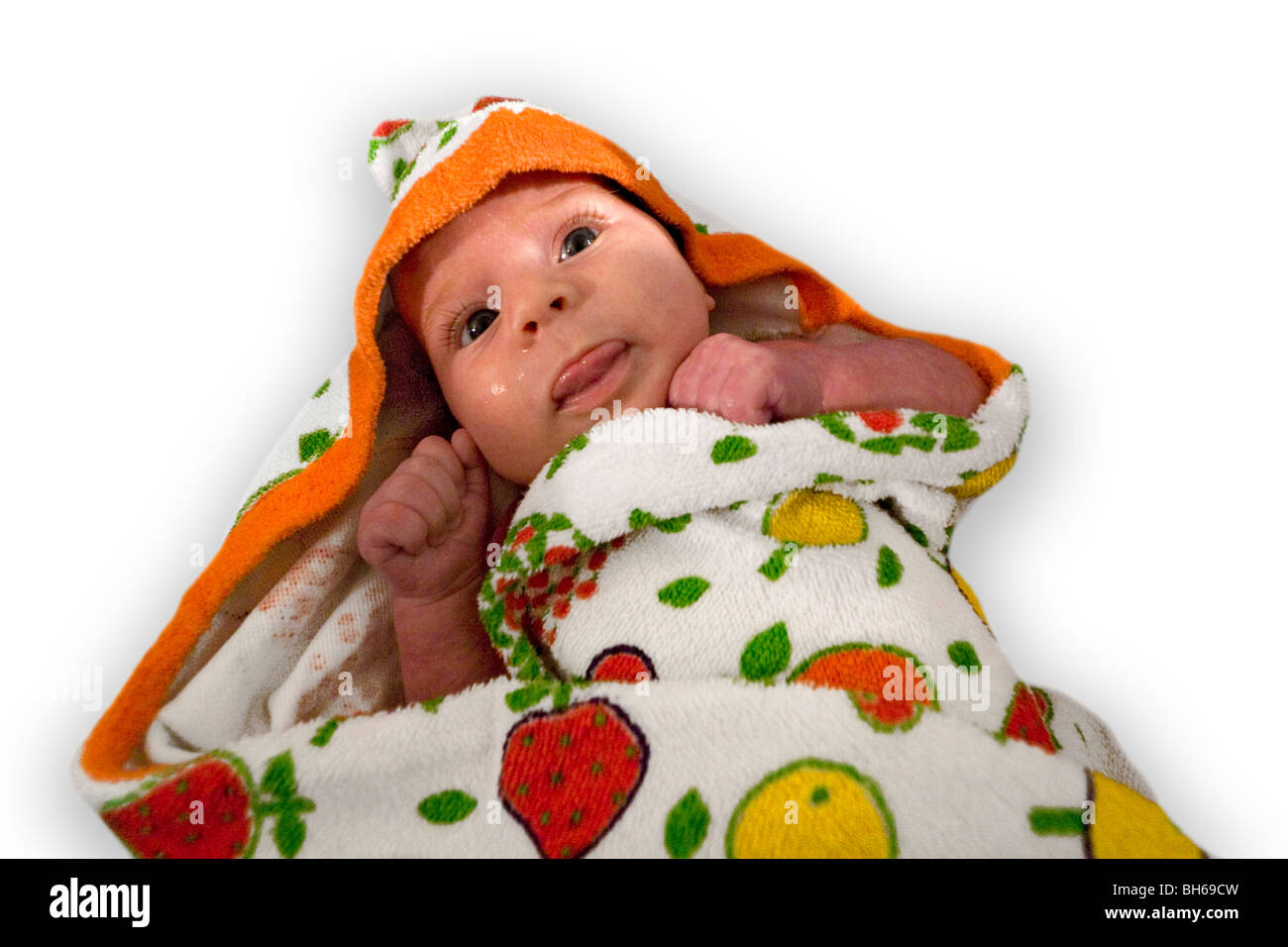 A Wrapped Up Baby In Her Bathrobe At The End Of Her Bath Bebe Emmaillote Dans Son Peignoire Au Sortir Du Bain Stock Photo Alamy