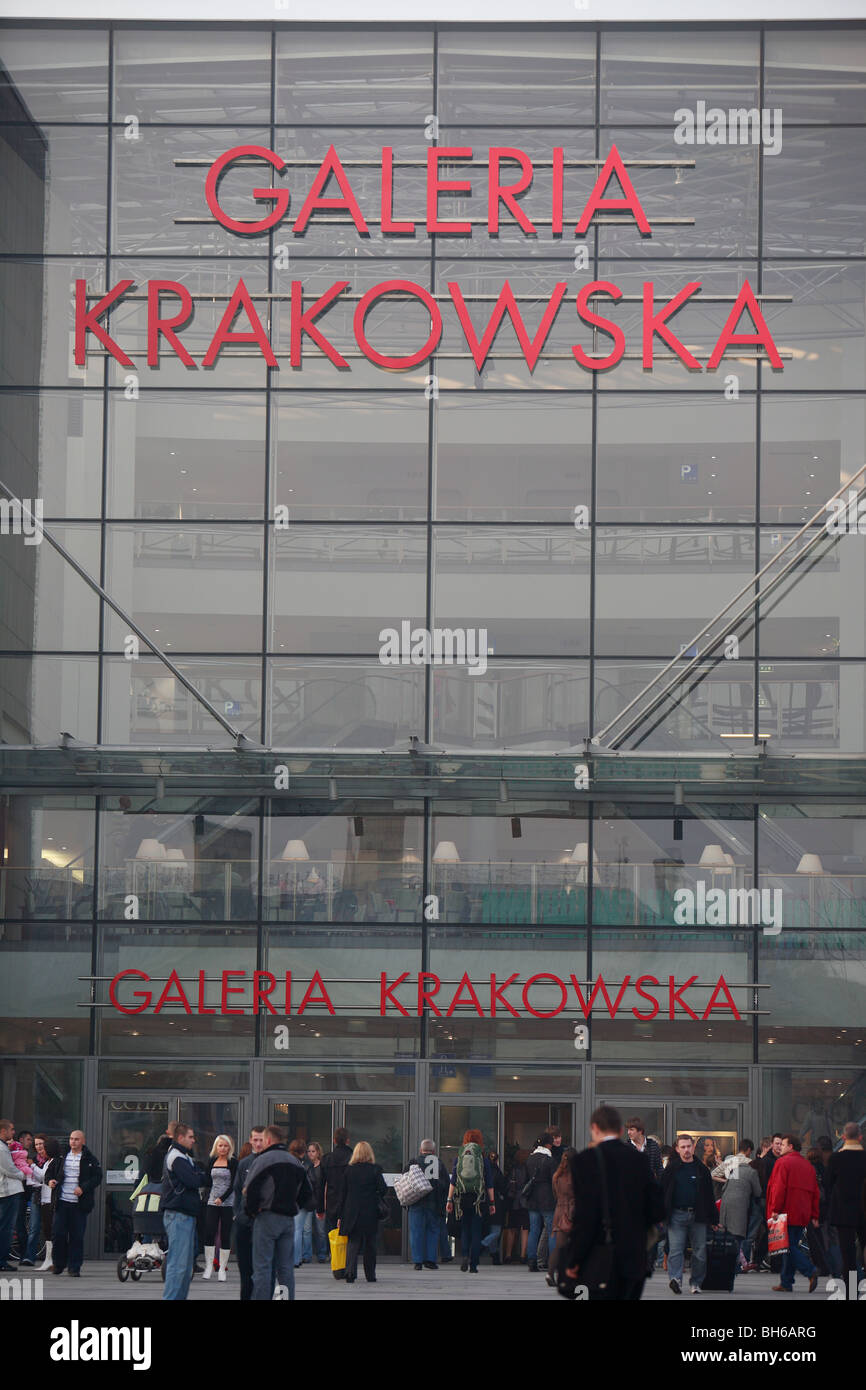 Entrance to the modern shopping centre, Krakow, Poland Stock Photo