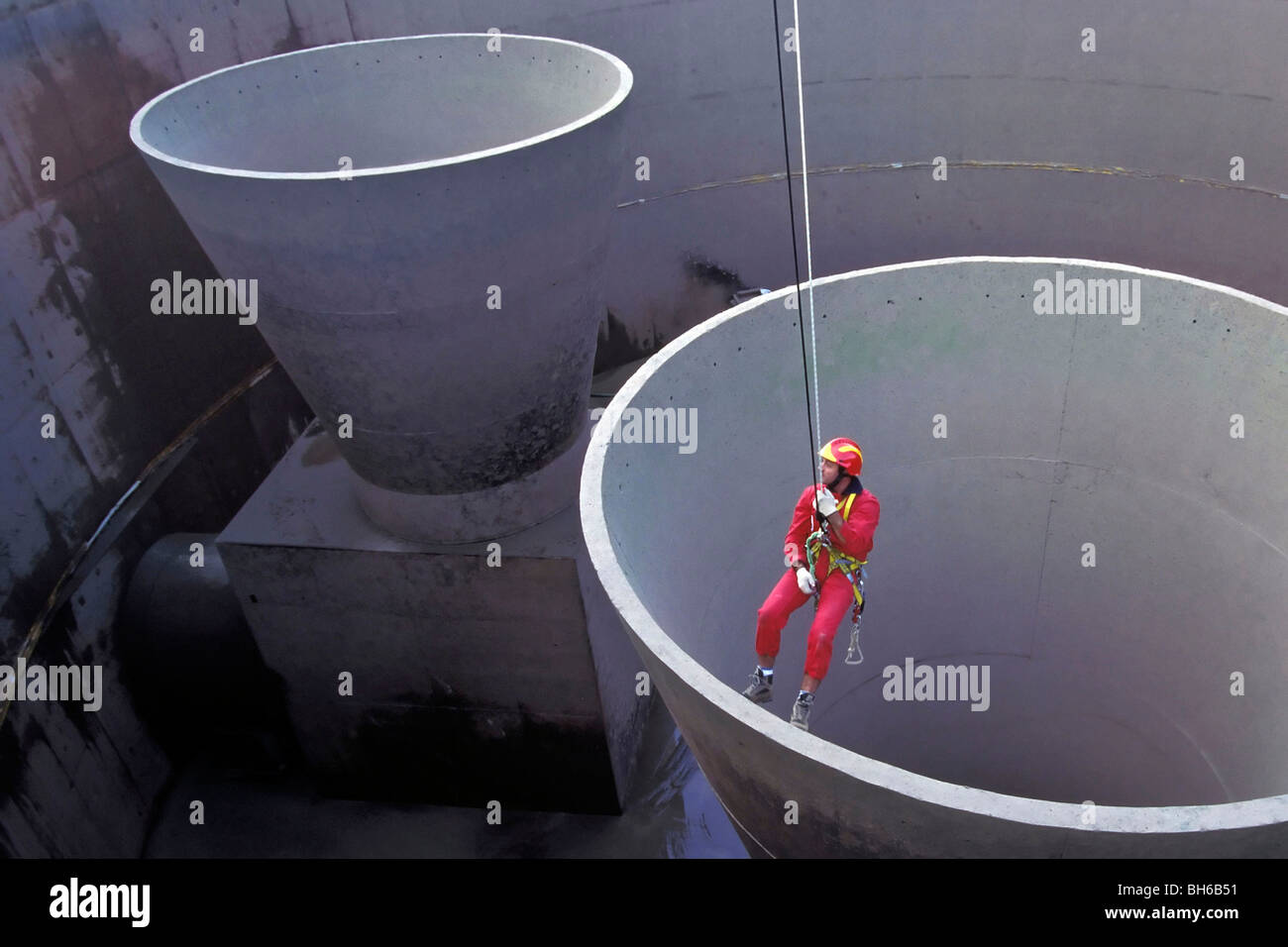 DESCENDING A SMOKESTACK AT THE NUCLEAR POWER PLANT OF GOLFECH