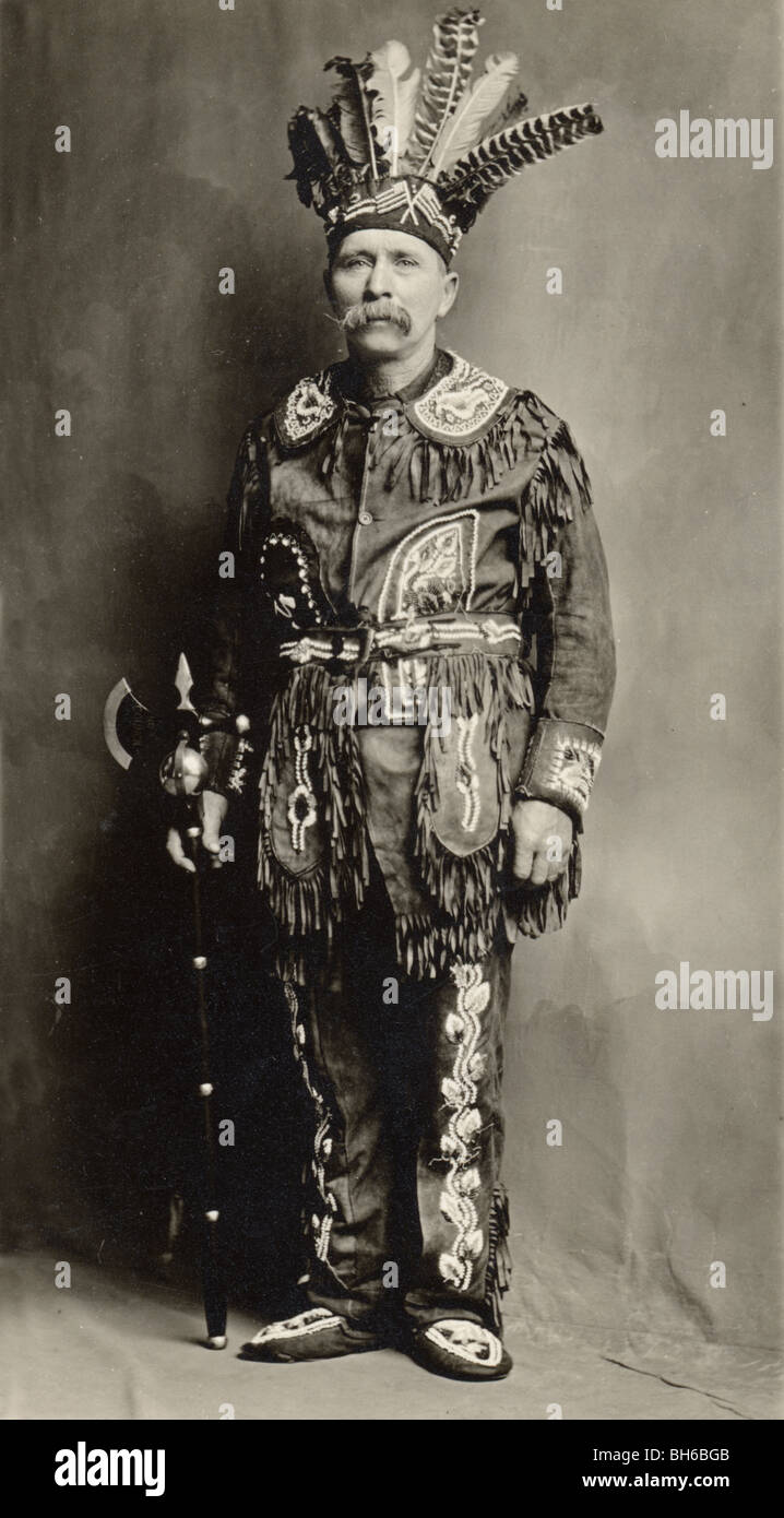 Man in Fraternal Native American Indian Costume Stock Photo