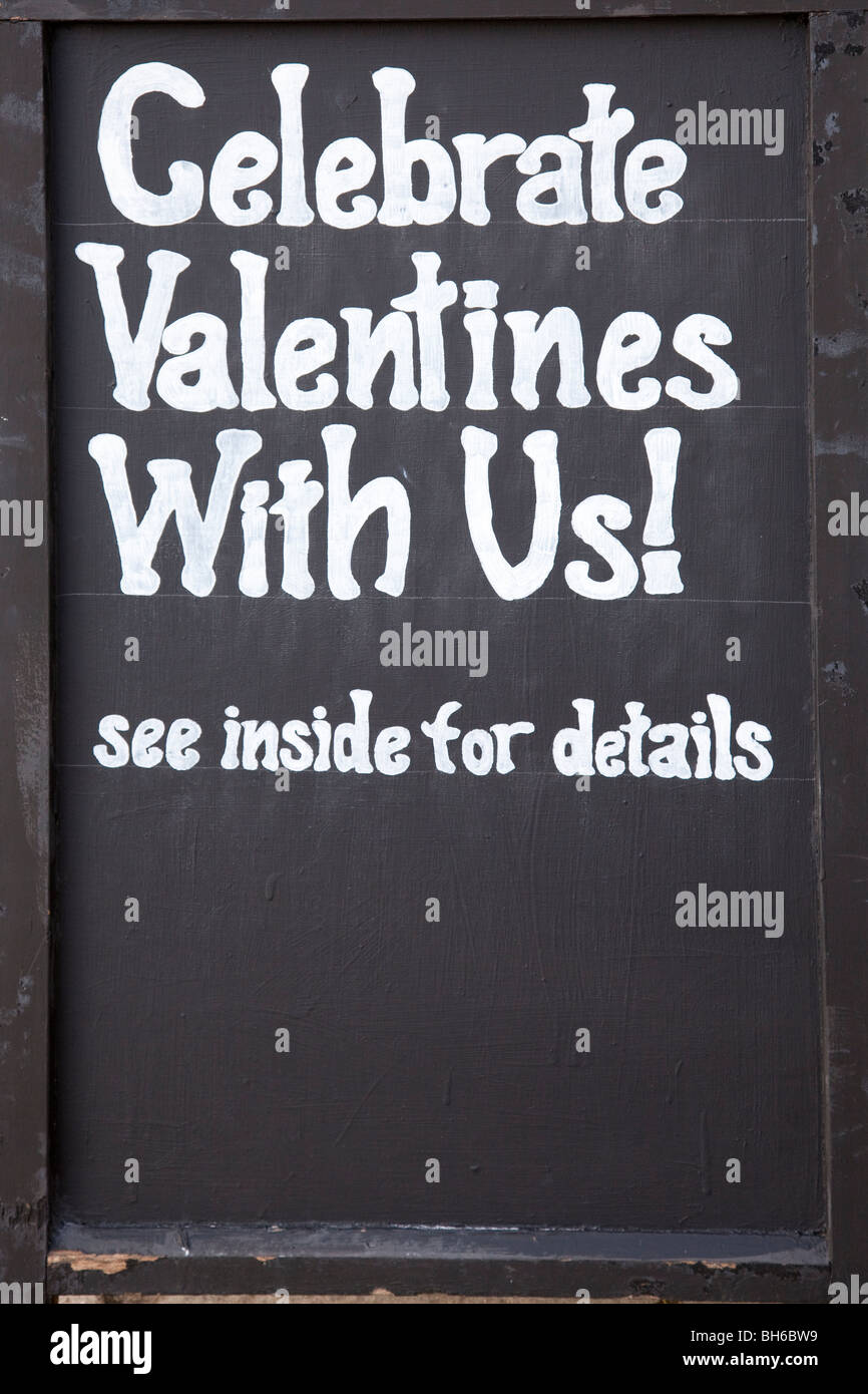 Sign advertising Valentines Day celebrations, Arundel West Sussex UK Stock Photo