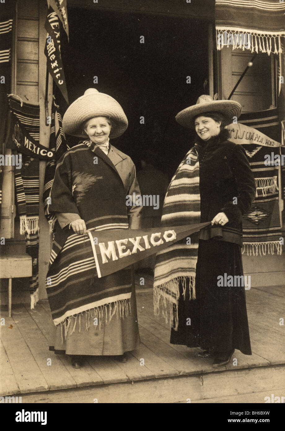 Two Middle Aged Women Tourists in Mexico Stock Photo