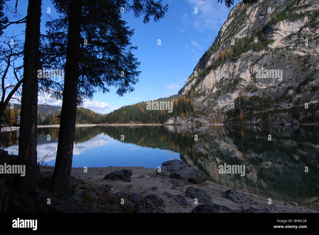 Wild Lake, Dolomites, Alto Adige, Italy Stock Photo