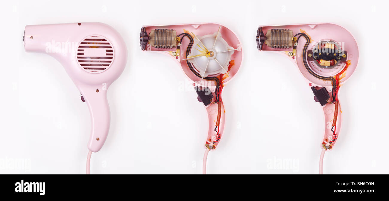 The inside of a hairdryer Stock Photo