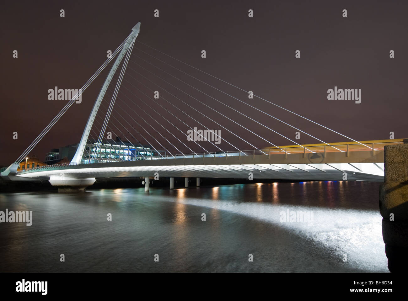 The Samuel Beckett Bridge by Night Stock Photo - Alamy