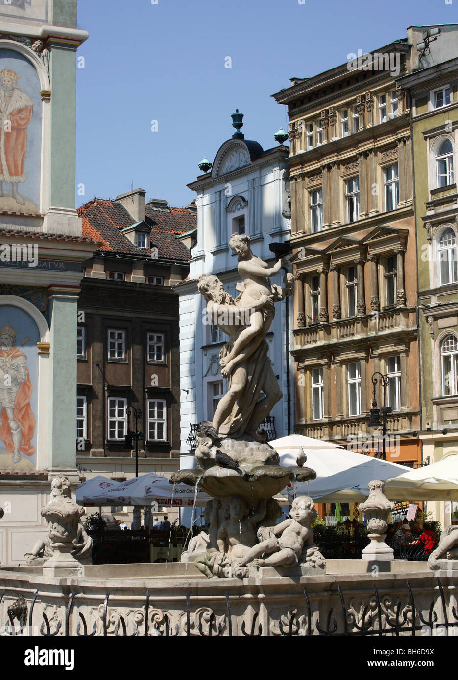 Proserpine fountain, Old Market Square, Poznan, Poland Stock Photo