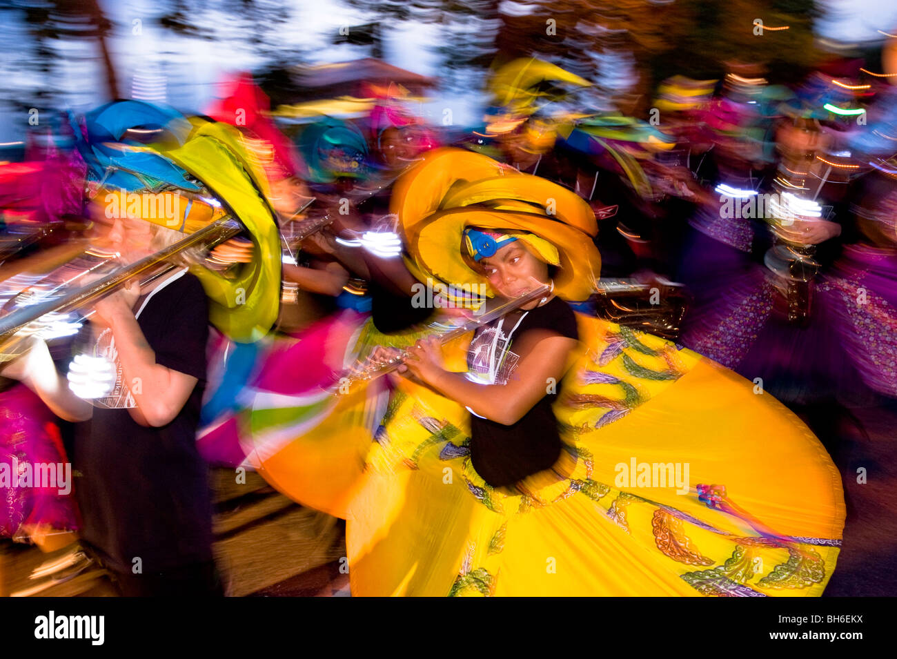 Performers during carnival parade at THAMES FESTIVAL, London, United Kingdom Stock Photo