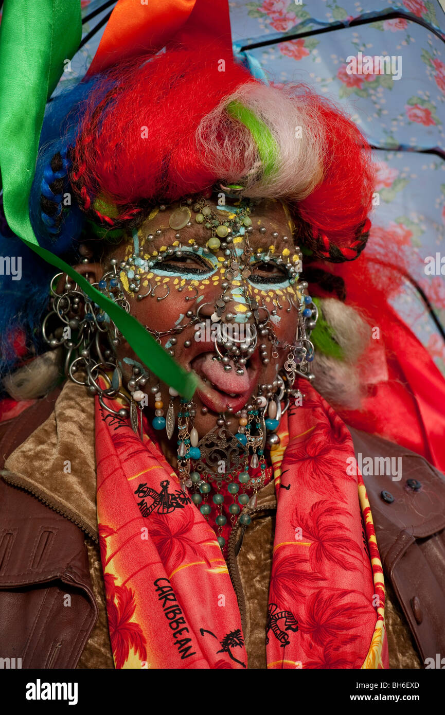 The World's most pierced woman. Elaine Davidson has 6725 piercings on her body. Stock Photo