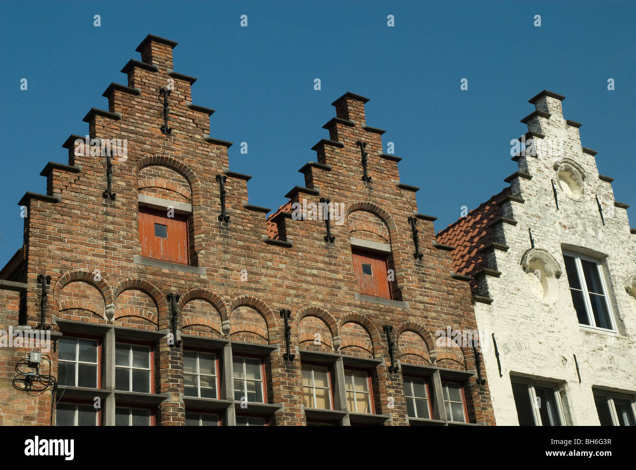 Traditional houses, Brugge, West Flanders, Belgium Stock Photo