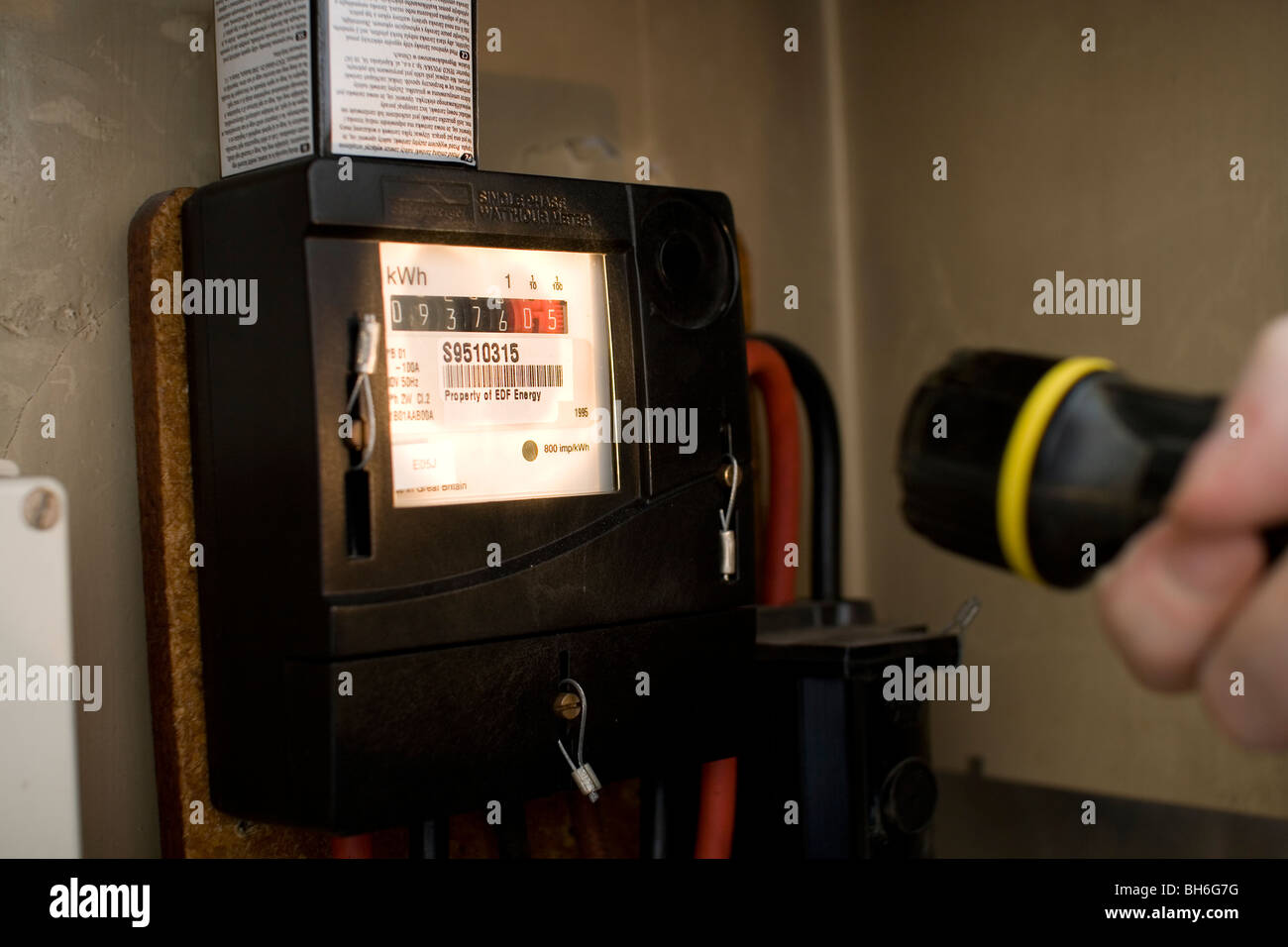 Checking the electricity meter Stock Photo Alamy