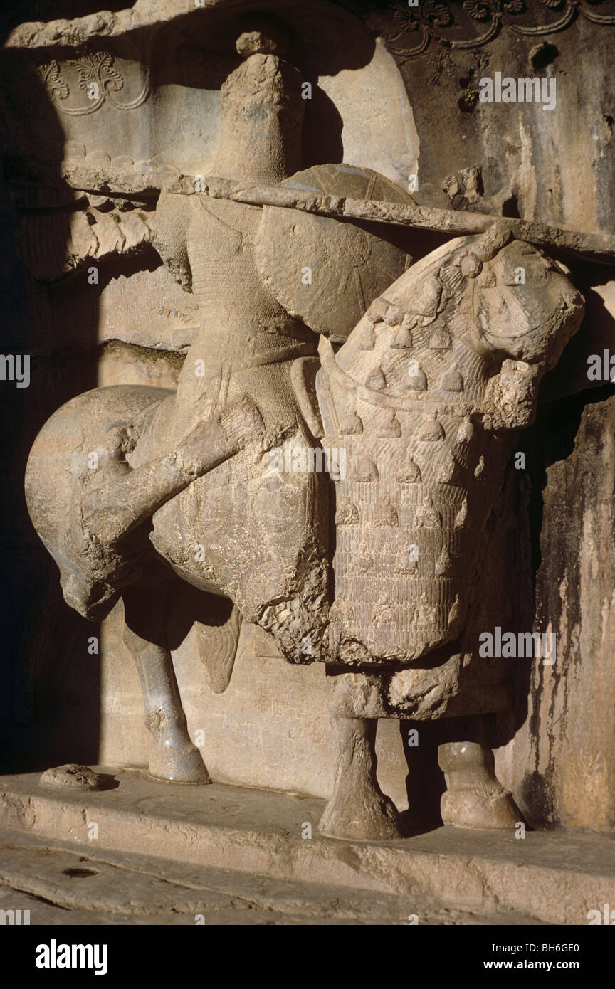 Peroz (459-484 AD) as equestrian knight, Taq-i Bustan, Iran 690203 132 Stock Photo