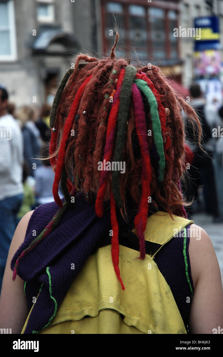 Back view of a girl with coloured dreadlocks Stock Photo - Alamy