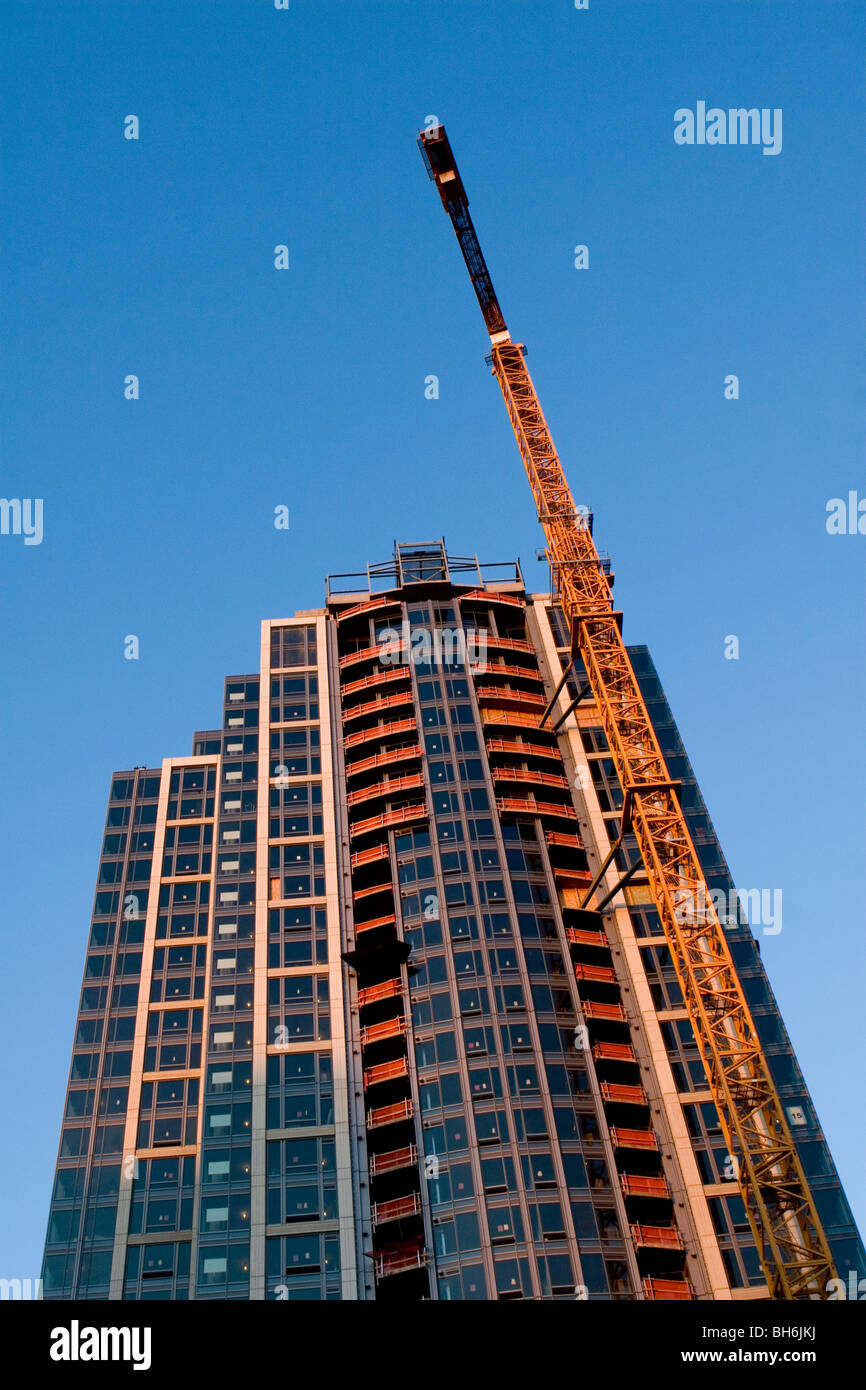 New construction in downtown Bellevue Washington State  at sunset building in perspective economy development modern Stock Photo