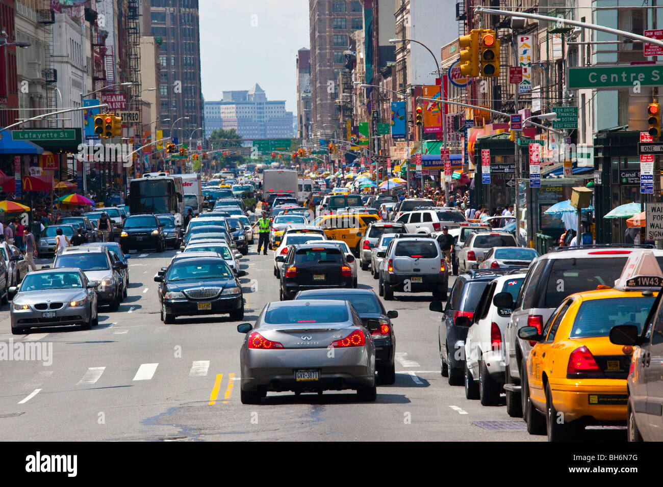 Traffic on Canal Street in Manhattan, New York City Stock Photo