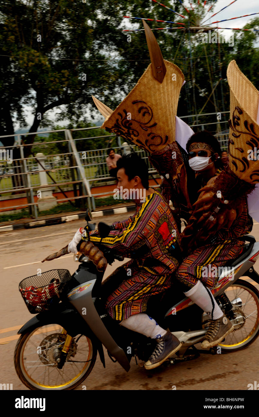 phiyakhon ghosts on motorbike , phitakon festival, dansai, loei , north east thailand Stock Photo