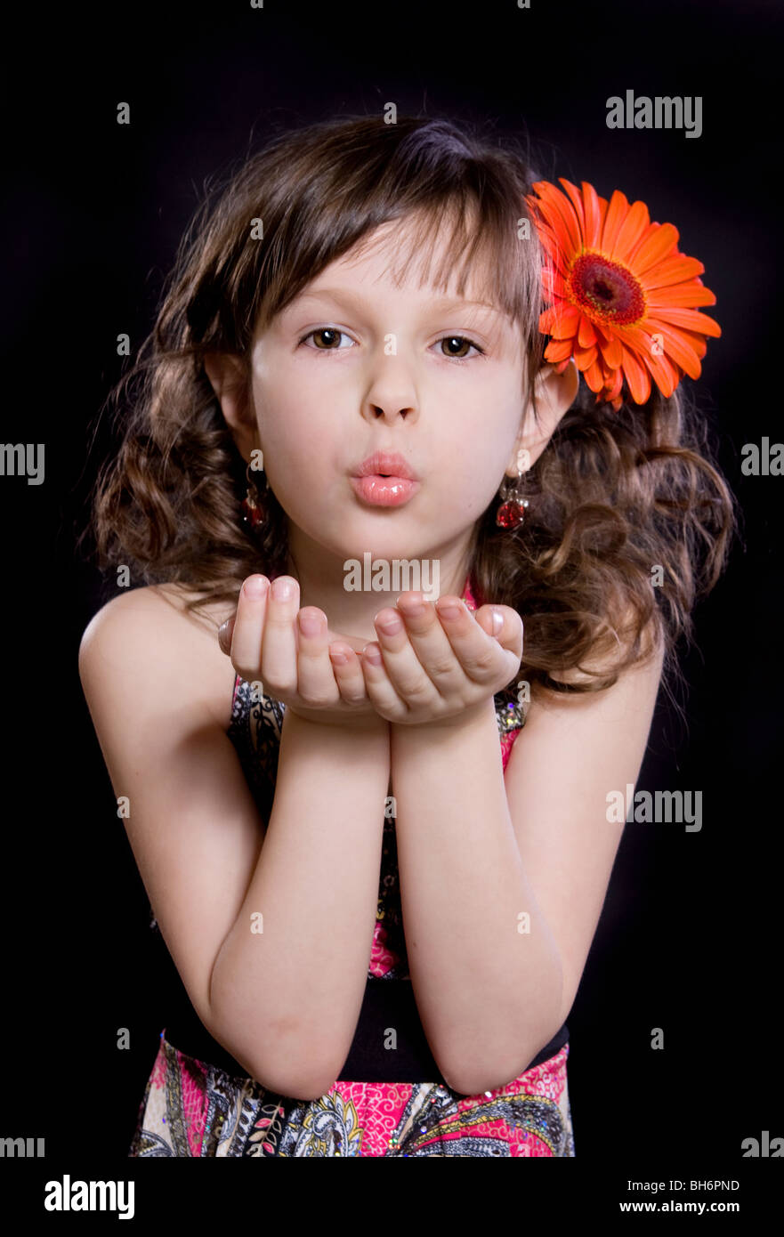 portrait of girl with flower in the hair Stock Photo - Alamy