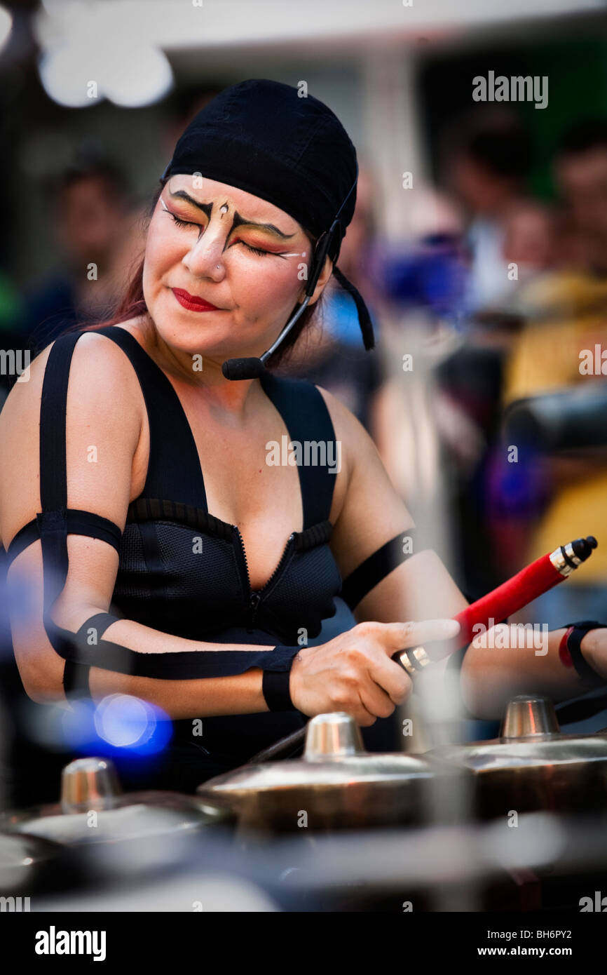 A female percussionist performers at the Just for Laughs Festival