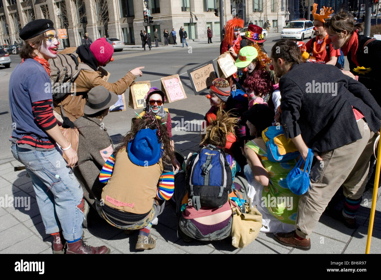 University students gather to protest in downtown Montreal. Stock Photo