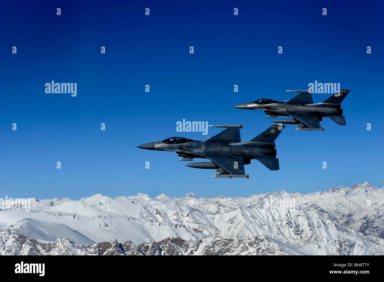 November 26, 2009 - U.S. Air Force F-16 Fighting Falcons conduct operations over eastern Afghanistan. Stock Photo