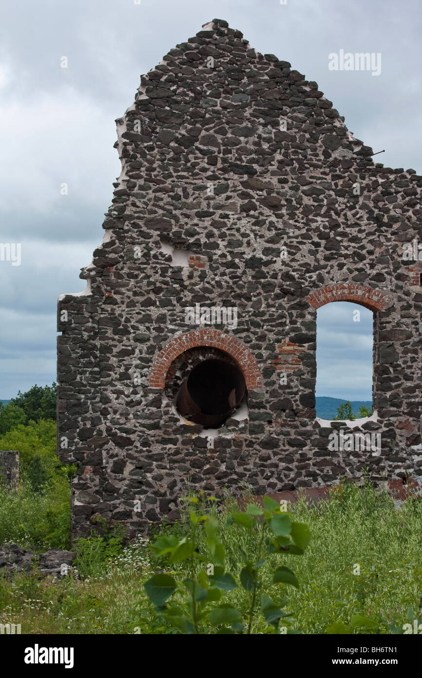 Abandoned ruined building stone wall block in Michigan USA United