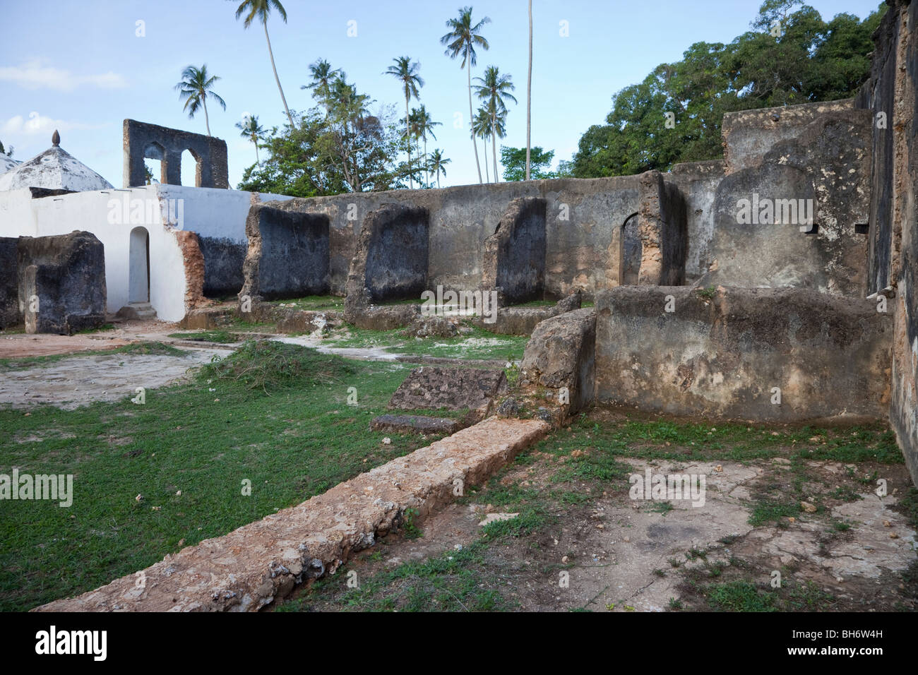 Zanzibar, Tanzania. Marahubi Palace Ruins, 19th Century Palace for the Sultan's Wives.  Baths on Left. Stock Photo