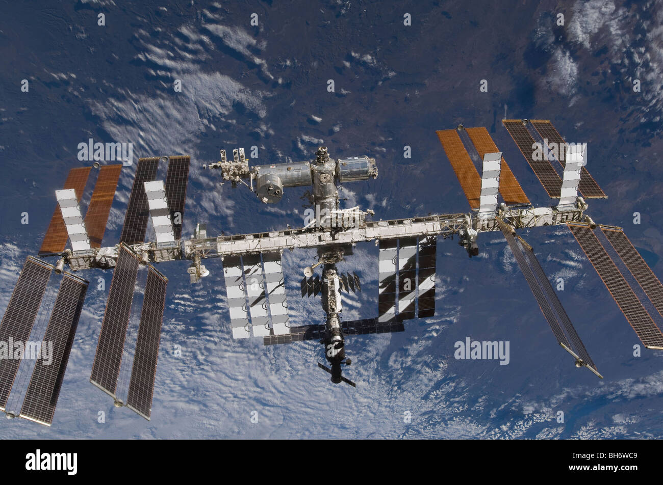 November 25, 2009 - The International Space Station in orbit above Earth. Stock Photo