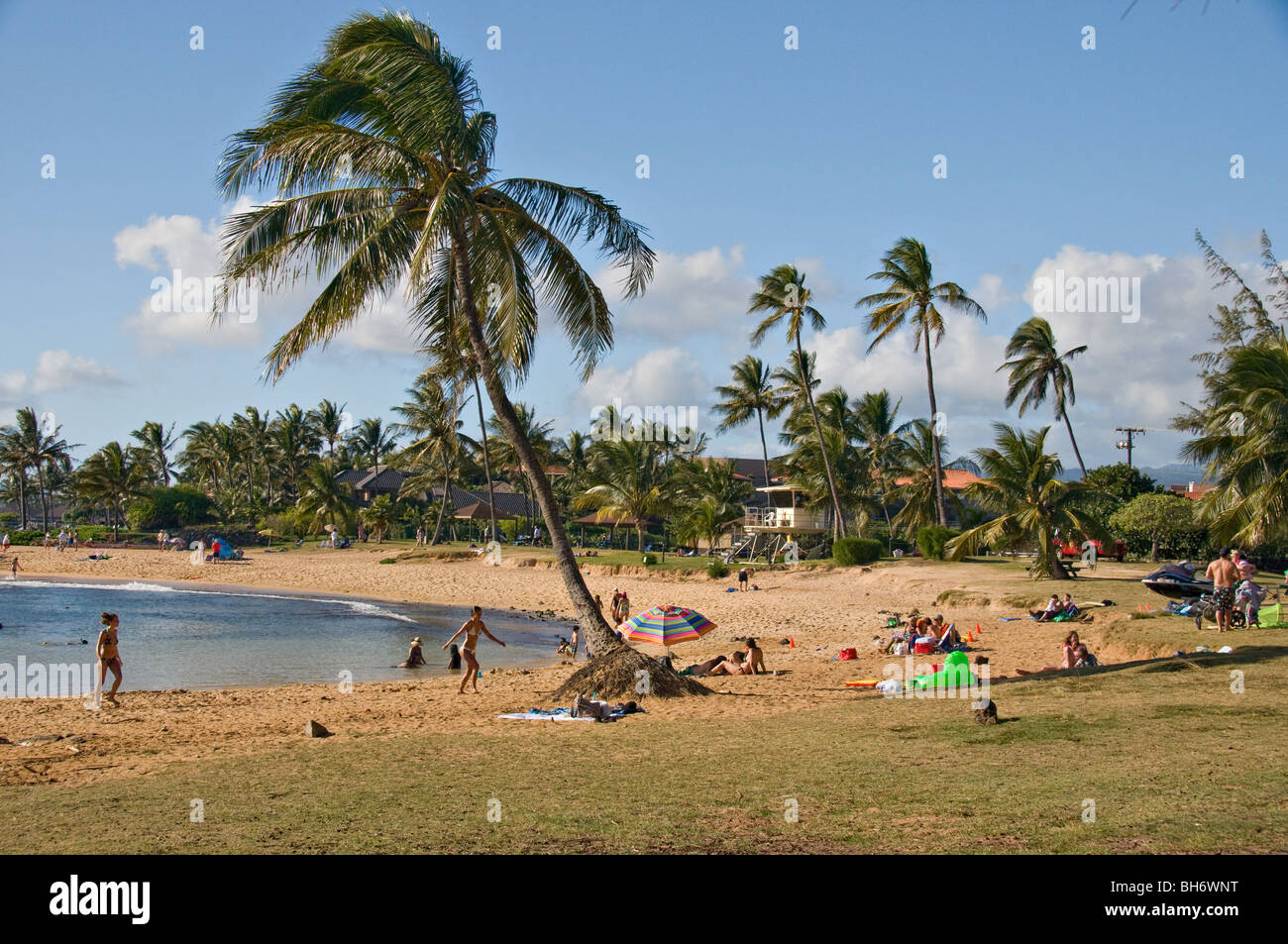 Beach scenes  in Kauai, Poi Pu Stock Photo