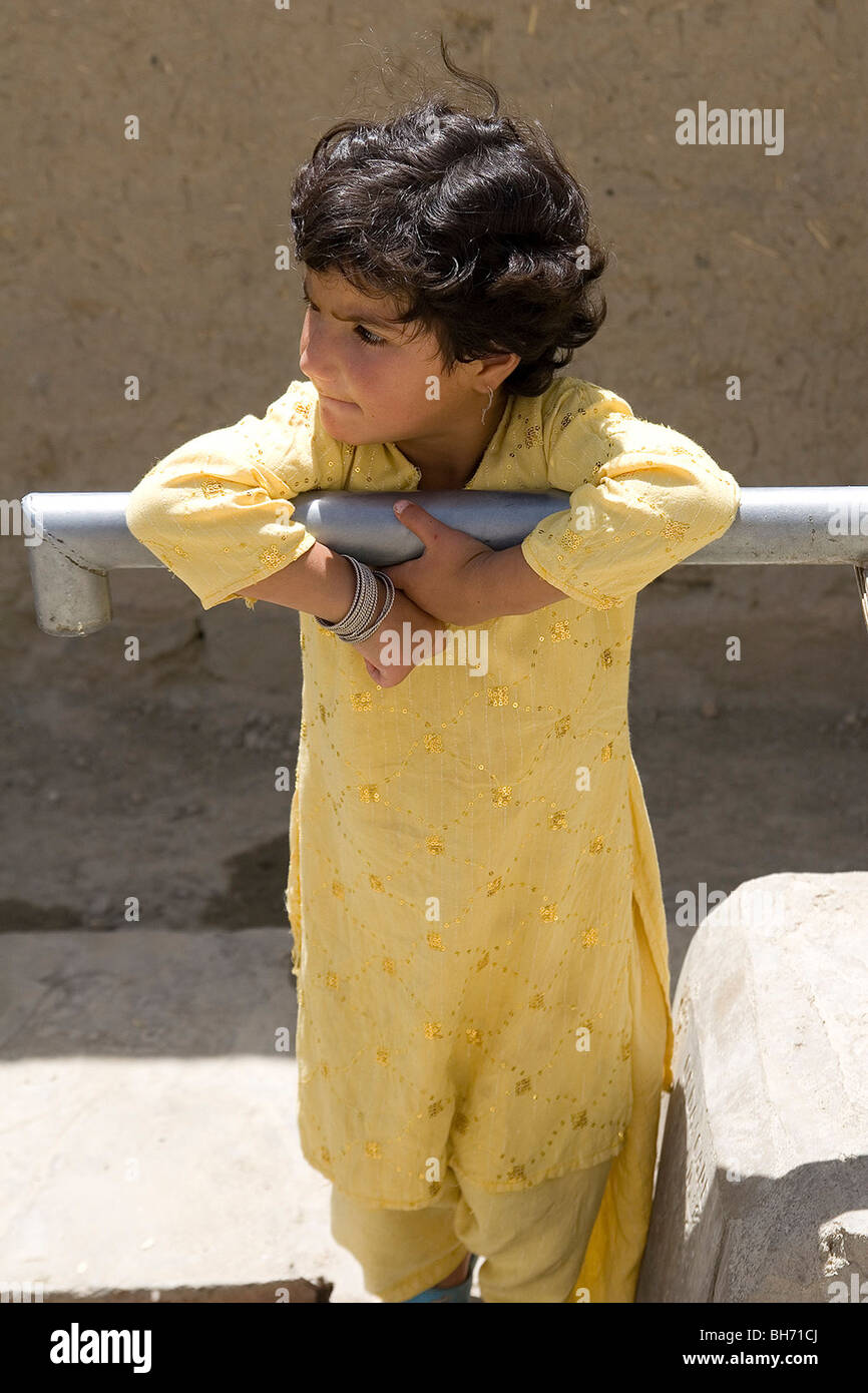 6 year old orphaned girl looked after by a foster mother in downtown Kabul Afghanistan Stock Photo