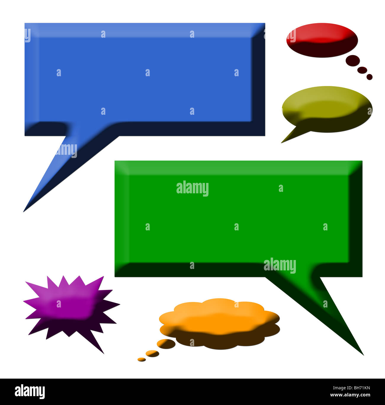 Colorful speech bubbles isolated on white background Stock Photo - Alamy