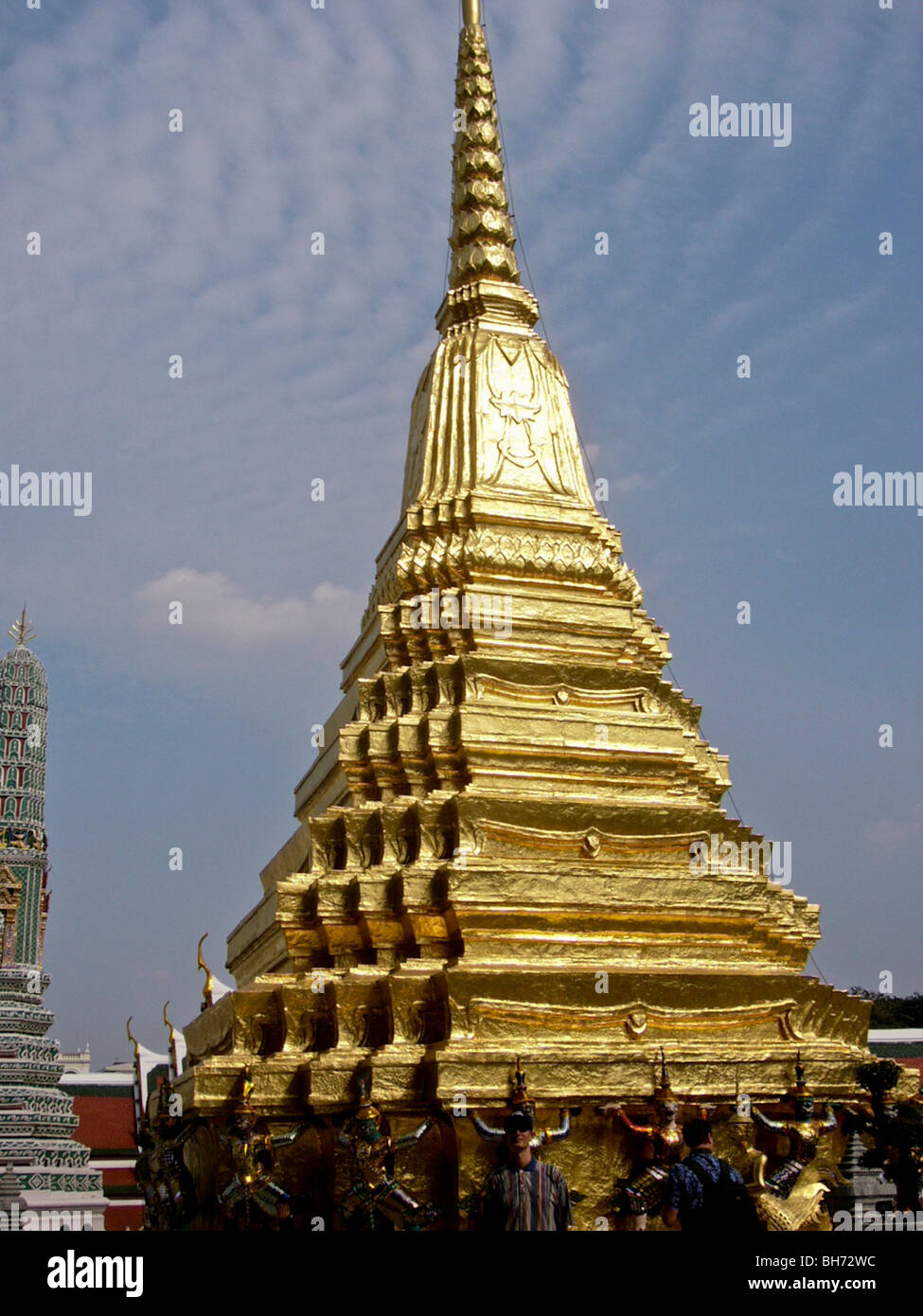 Bangkok, Thailand, Clsoe up, Tower Royal Palace, Exterior, 'Wat Temple', Architectural Detail, Golden Top Stock Photo