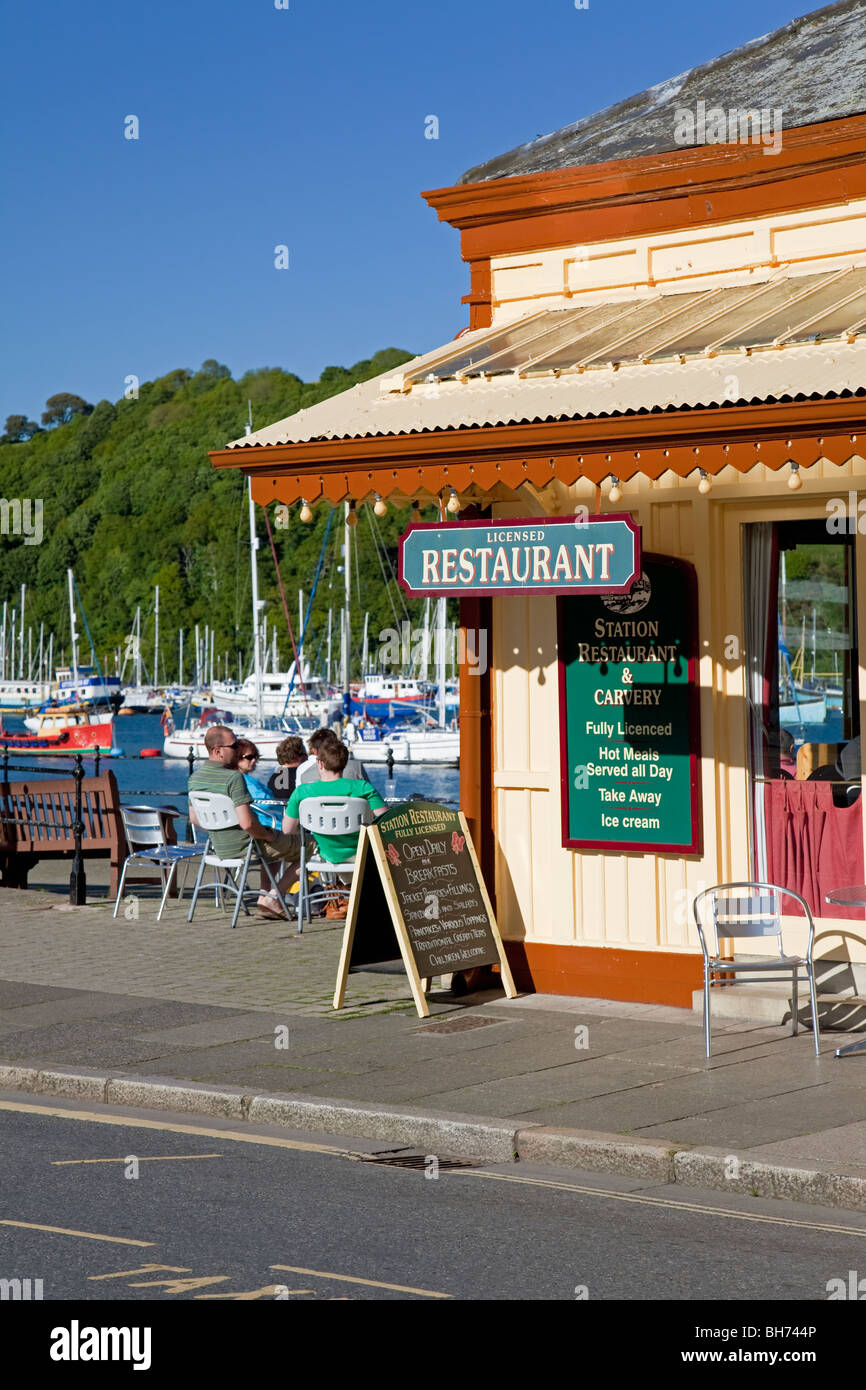 The Old Station Restaurant on the Riverfront Dartmouth, South Hams, Devon, England, UK Stock Photo