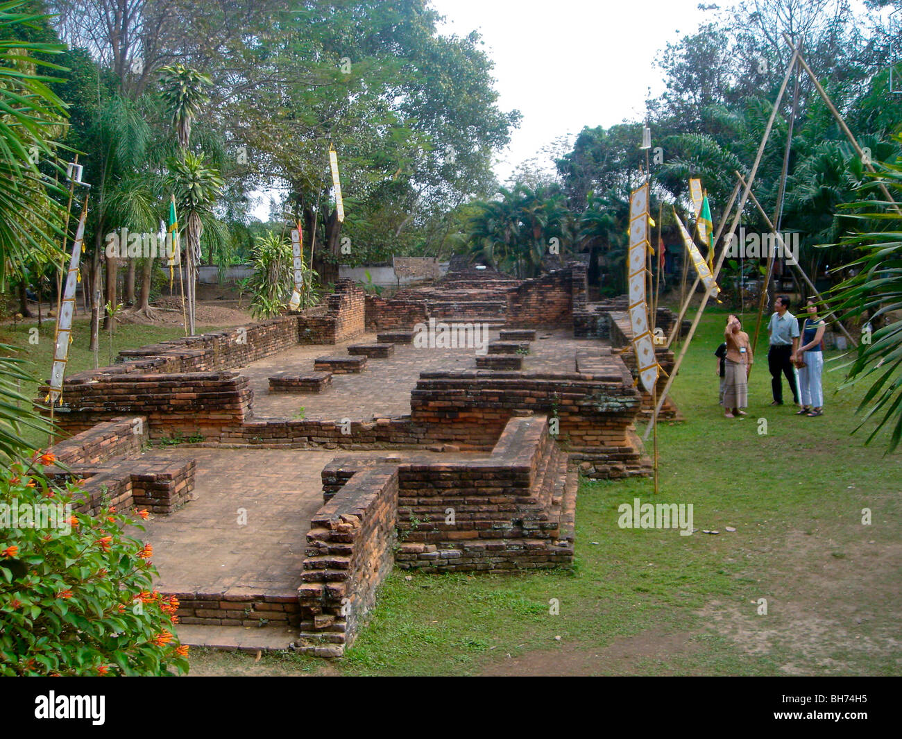 Thailand, Tourists visiting Landscape in Tropical Forest, on Islands, Archaeological Site Stock Photo