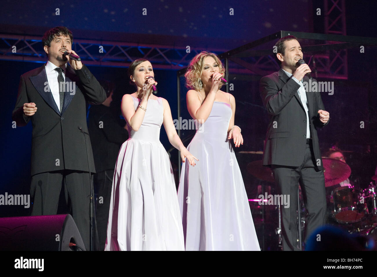 BUDAPEST - JANUARY 09: Cotton Club Singers Band performs on stage at Sportarena Stock Photo