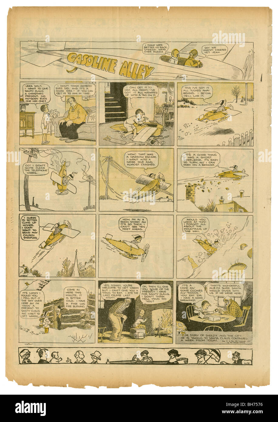 1927 Sunday comic strip, Gasoline Alley by Frank King. Stock Photo