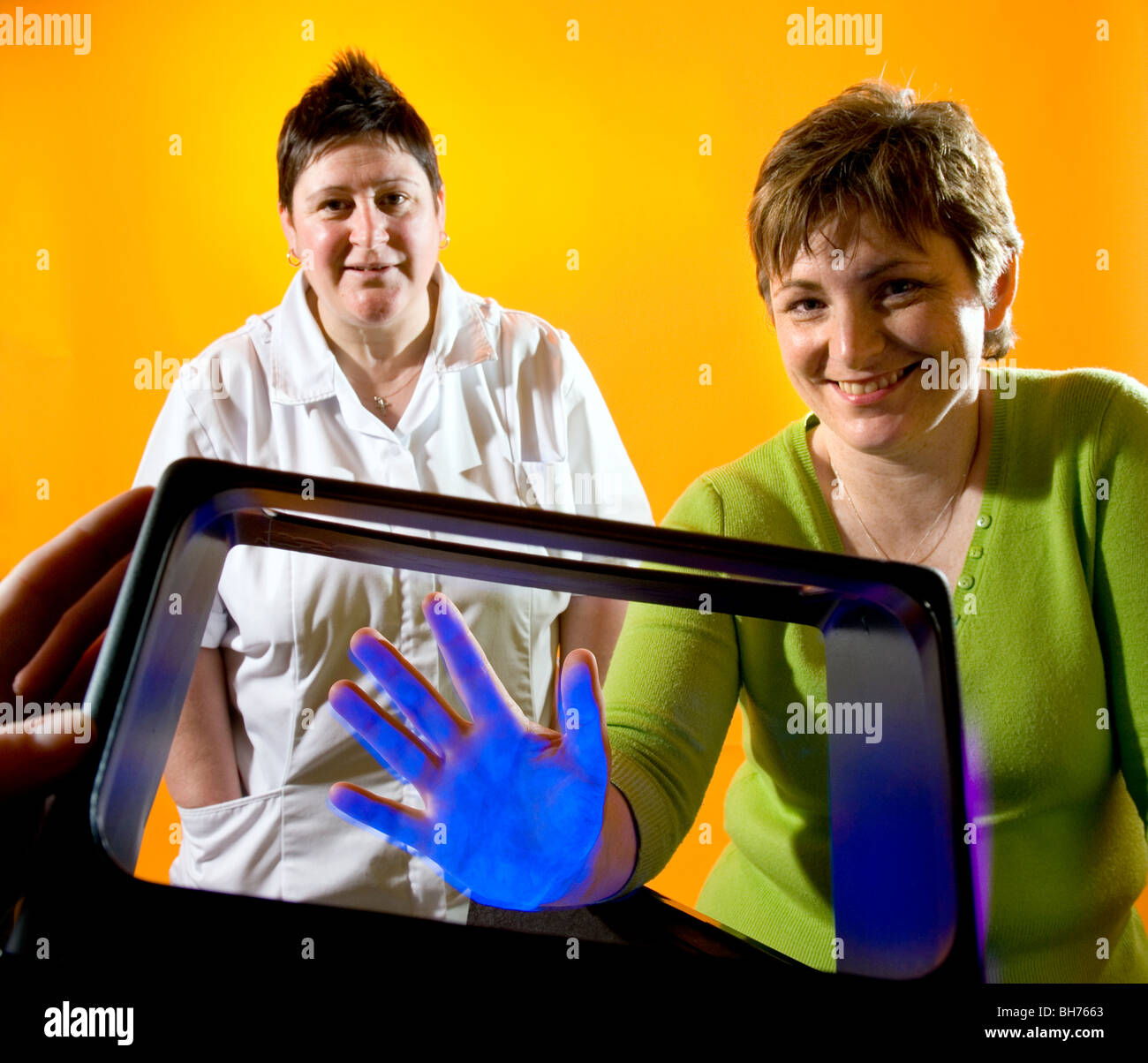 Nurses show how bacteria can stay on your hands if not washed properly
