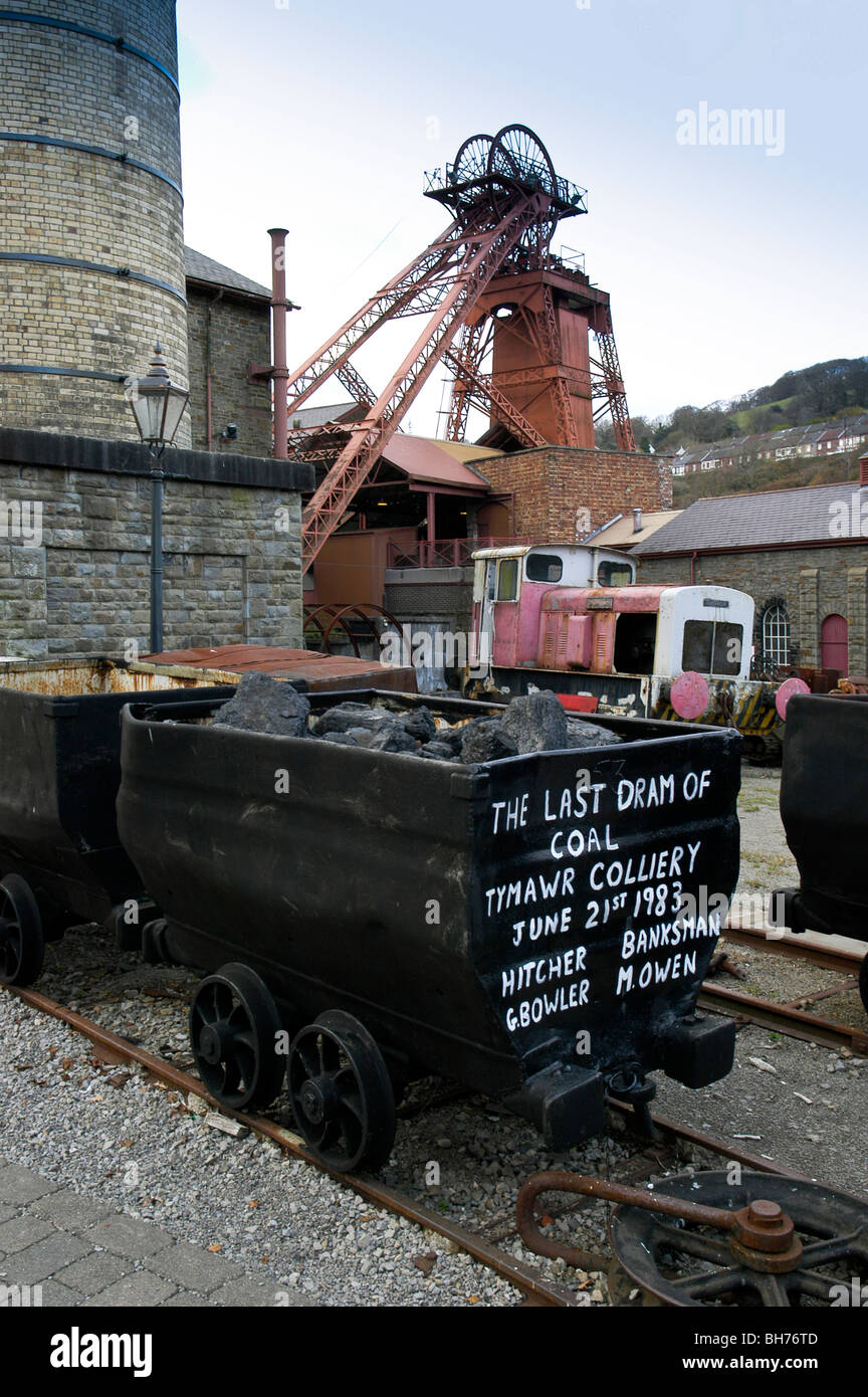 The Last dram  of coal to be taken from Tymawr Colliery which is now kept at the Rhondda Heritage Park, South Wales UK Stock Photo