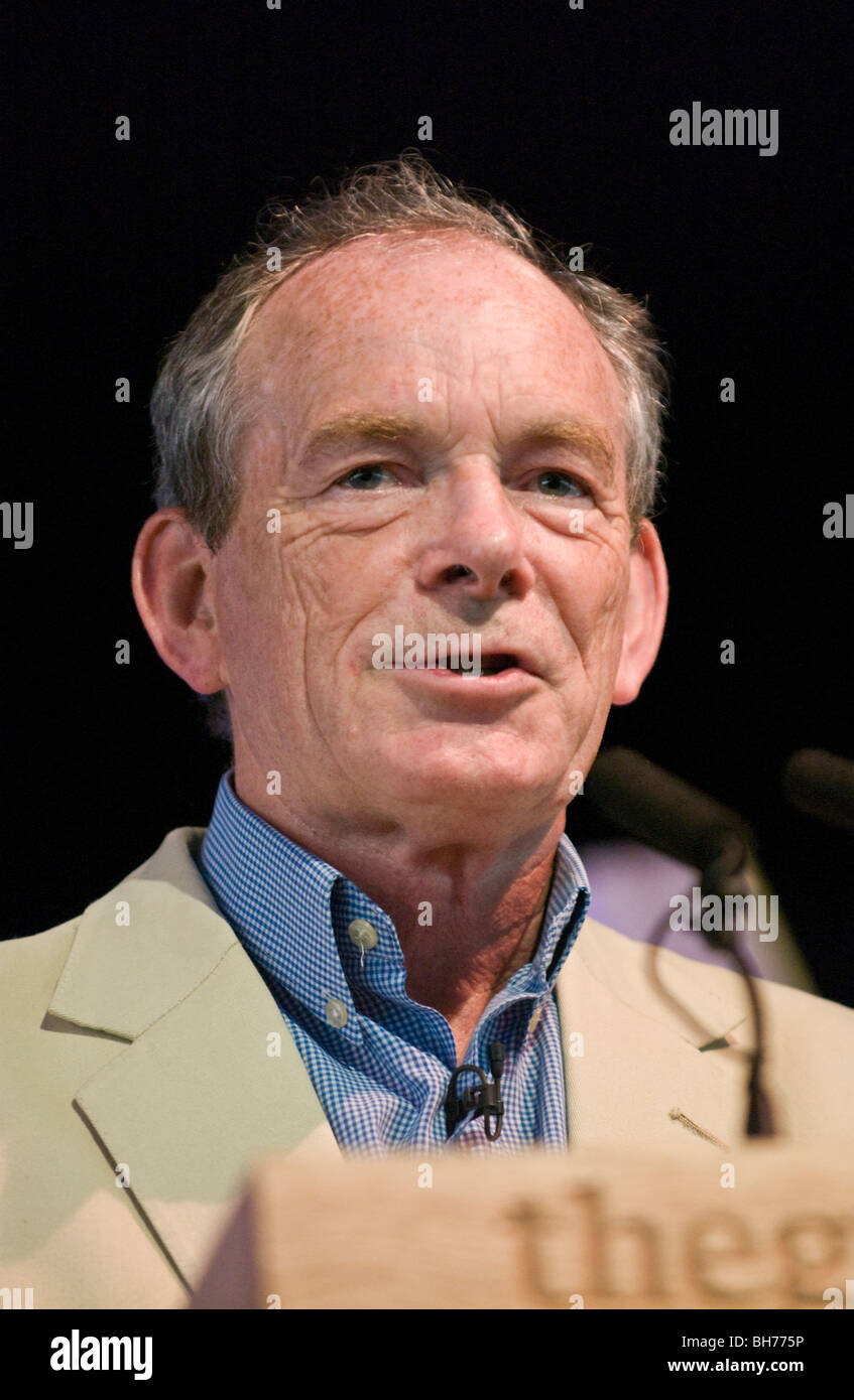 Simon Jenkins journalist and National Trust chairman talking about Wales at Hay Festival 2009. Stock Photo