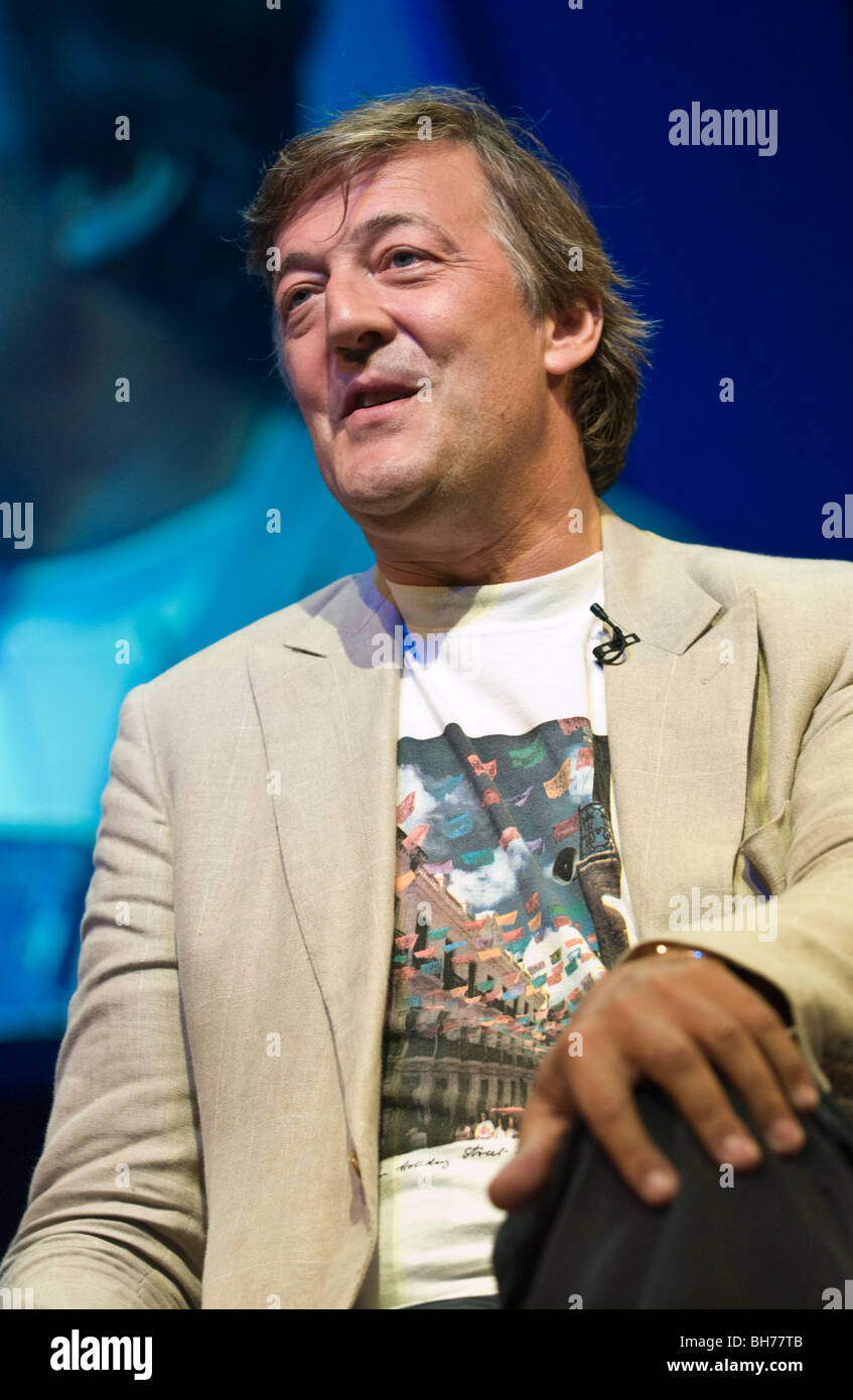 British actor writer comedian television presenter and film director  Stephen Fry pictured at Hay Festival 2009 Stock Photo - Alamy