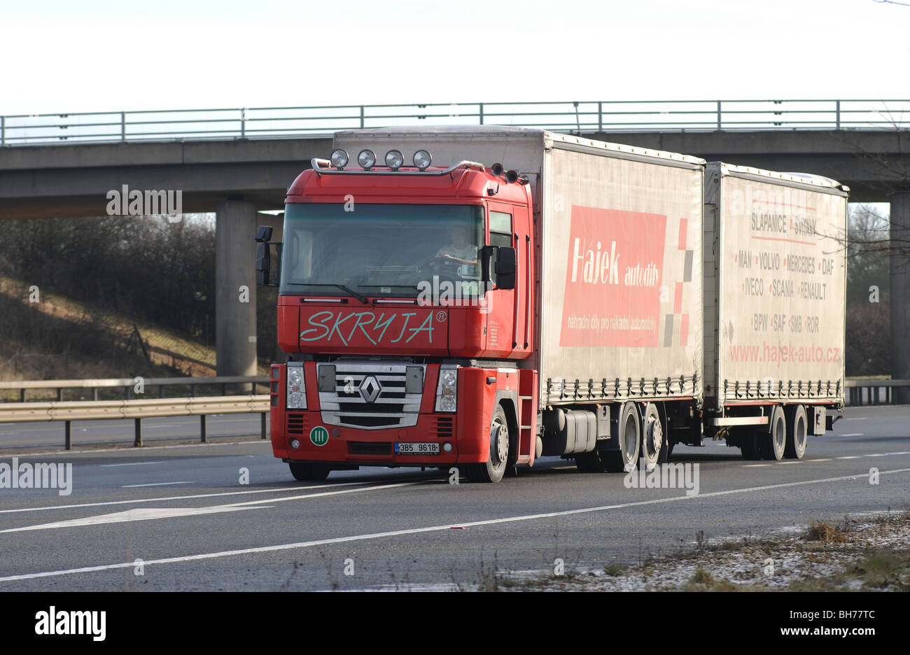 Czech Republic lorry on M40 motorway, Warwickshire, UK Stock Photo