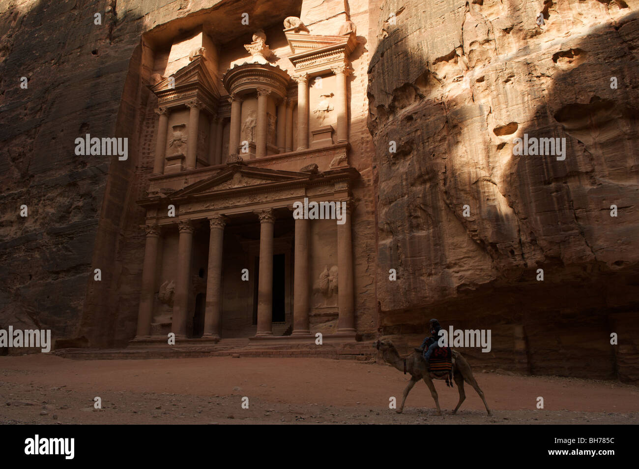 The Nabatean tombs of Petra, Jordan, were taken over by the Romans as they lay on the old frankincense trade routes.The Treasury Stock Photo