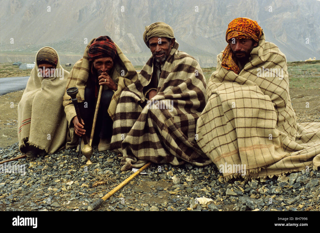 Sheperds from Lahoul, a northern province of India. Stock Photo