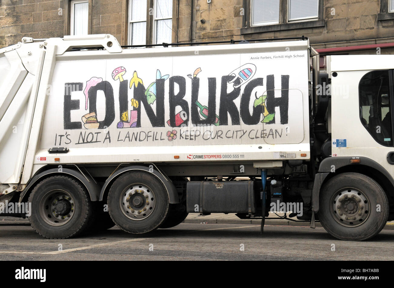 An Edinburgh rubbish truck Stock Photo Alamy