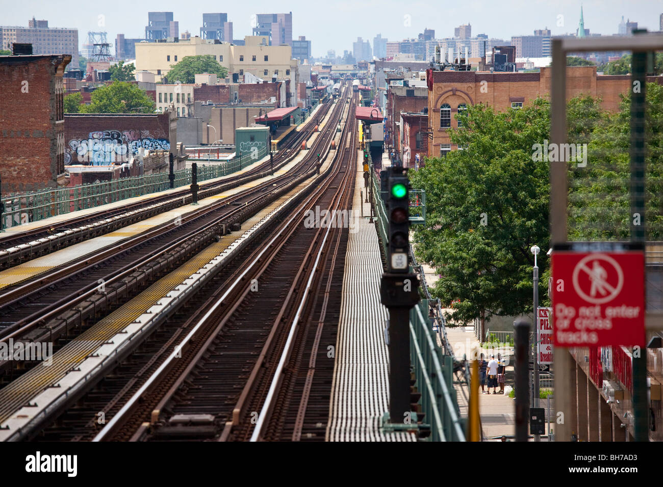 Subway tracks in Brooklyn, NYC Stock Photo