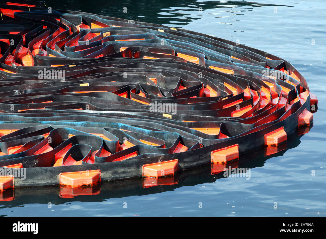 Closeup shot of a fuelspill containment boom, Bell Harbor Marina